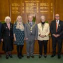 Six of the new aldermen and alderwomen were present for the meeting with current civic chairman Councillor David Wilson, centre.