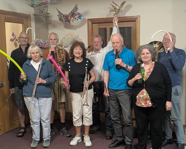 Members of the Ensemble (left to right) Duncan Toms, Ann Newton, Richard Moss, Lorna Green, Adam Lewin, Tim Ward, Julia Harding and Bob Crawshaw