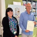 Dr Faye Sharpley (right) with patient Ivan McKeever (centre) and secretary Clare Ellis, who were the first people to use ambient voice technology in clinic at The Christie at Macclesfield. Phto submitted