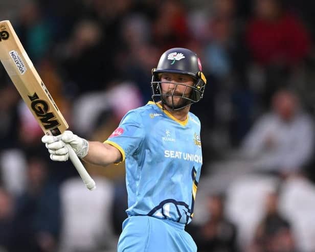 Adam Lyth hit a personal landmark as Yorkshire eased to victory over Derbyshire.