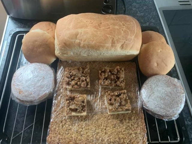 Mark Longman must have had happy customers with this care package of bread, rolls, flapjack and other treats.