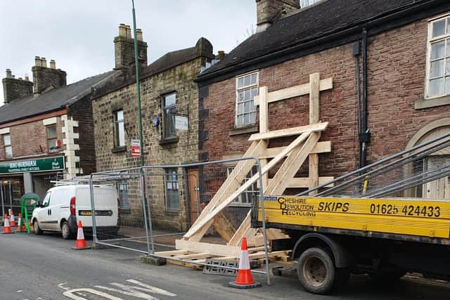 Locals say the centuries-old pink stone building’s wall - facing High Street - has been bowing outward “for as long as anyone can remember”