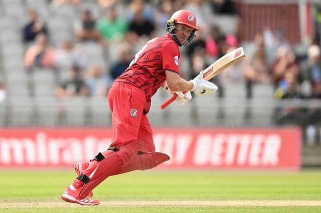 Luke Wells smashed eight sixes in his 83 off 44 balls to guide Lancashire to a crushing win at Derbyshire.