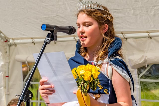 The Queen addressed the crowds at the 2022 Hayfield May Queen celebrations. Picture Anthony McKeown