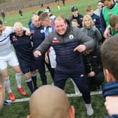 Buxton FC celebrations after their win all but secures the championship