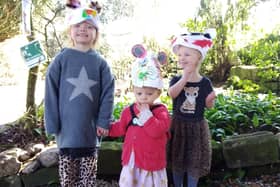 Some of the youngsters with their creations following a Big Cat workshop at Grin Low Woods, pic Creeping Toad.