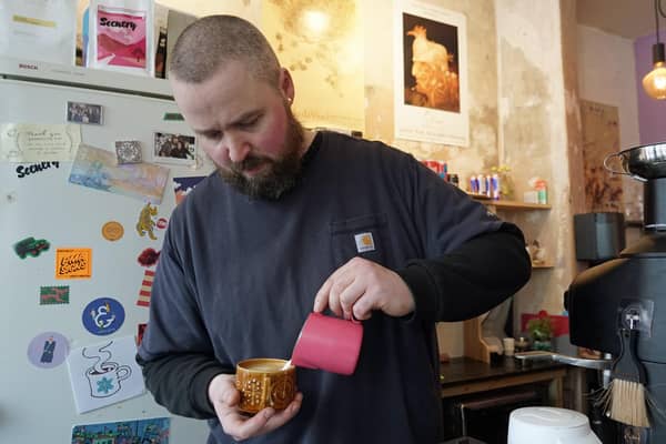 Roy at Dandelion - Speciality Coffee shop on Grove Parade, making up his impressive coffee which secured the coffee shop a place in the 2025 Indy Coffee Guide. Photo Brian Eyre