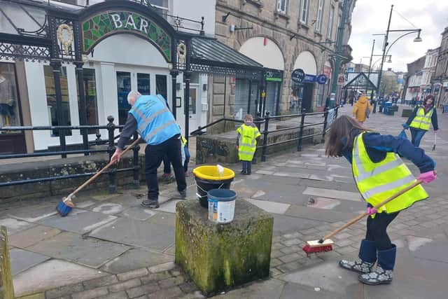 Volunteers from Buxton Town Team giving Spring Gardens a tidy up. Photo submitted