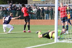 Scott Boden scores the winner on Saturday.