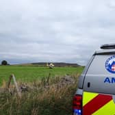 The air ambulance at the scene. Photo - Buxton Mountain Rescue Team
