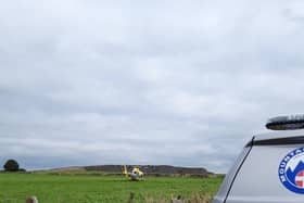 The air ambulance at the scene. Photo - Buxton Mountain Rescue Team