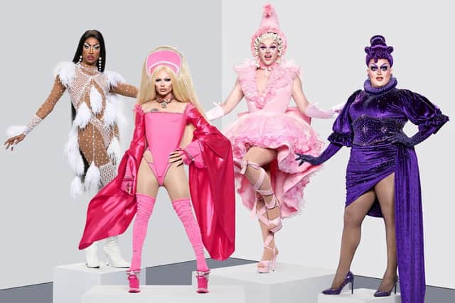 ayce, Bimini Bon Boulash, Ellie Diamond and Lawrence Chaney, finalists from RuPaul's Drag Race UK season two, pictured from left.