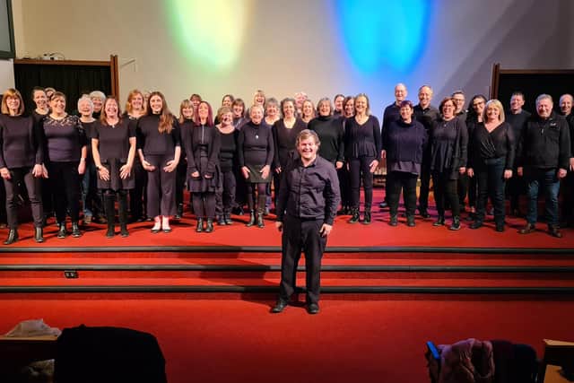 Buxton Community Choir on stage at the Methodist Church.