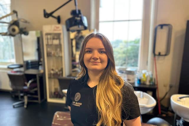 Katie, a former student at Buxton and Leek College, thanks the higher education facility for giving her the training and skills she needed to become a mobile hairdresser. Photo submitted