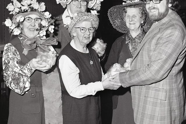 The winners of an over 60s easter bonnet competition held at Harpur Hill club in 1976. Photo Alan Swift