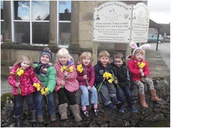 Peak Forest Playgroup youngsters prepared for their Easter extravagana in 2013. Photo contributed