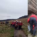Although the climber banged his head on the fall, he had not suffered a head injury thanks to wearing a helmet. He had however sustained a lower back injury with moderate pain levels.