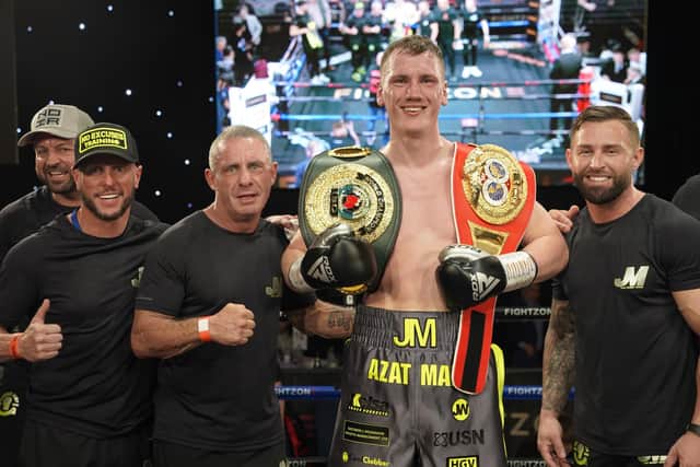 Champion Jack Massey is all smiles after his latest win in Bolton last weekend. Photo by Andrew Saunders (Fightzone).