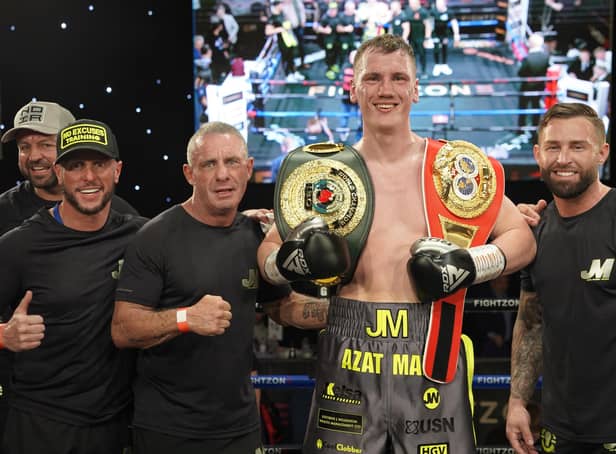 Champion Jack Massey is all smiles after his latest win in Bolton last weekend. Photo by Andrew Saunders (Fightzone).