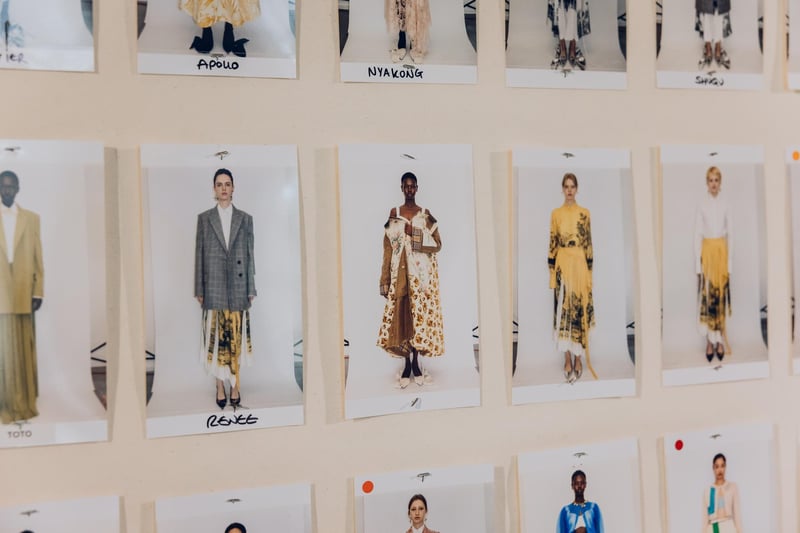 A selection of clothes in Erdem's spring/summer collection 2024 that were inspired by Duchess Deborah and the textiles at Chatsworth House.