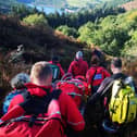 A couple was enjoying the beautiful weather this weekend walking above Ladybower Reservoir when they had their walk cut short after the lady slipped and injured her ankle.