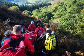 A couple was enjoying the beautiful weather this weekend walking above Ladybower Reservoir when they had their walk cut short after the lady slipped and injured her ankle.