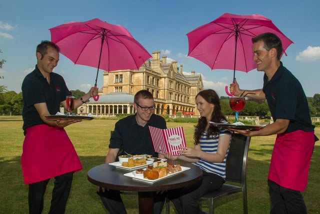 A couple enjoying the pink menu, which is on offer at the Palace Hotel, Buxton, in aid of Breast Cancer Care back in 2014.