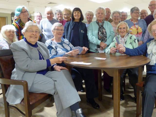Vivienne Staley and Maureen Edge with their whist drive regulars and RDA volunteer Janette Sykes.