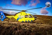 An air ambulance was deployed to the scene to try and save the man. Photo: Buxton Mountain Rescue Team.