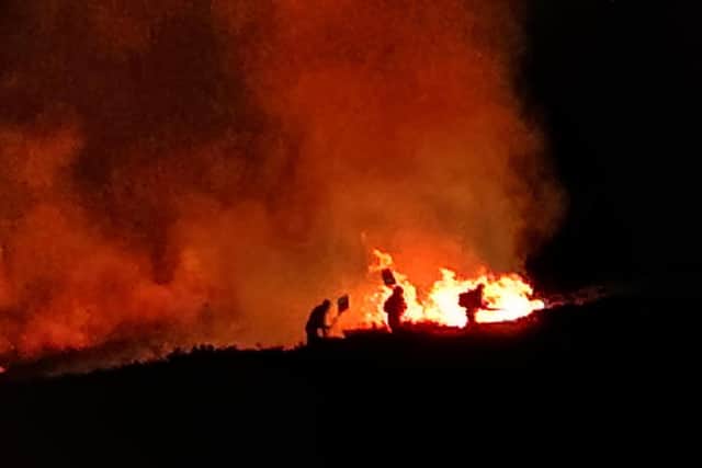 Firefighters were called to another moorland blaze on Thursday night. Photo - Glossop Fire Station