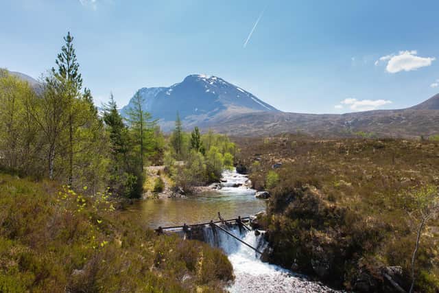 Ben Nevis in north west Scotland is the UK's highest mountain, with a summit 1,345 metres above sea level.