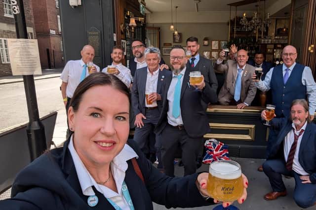Melandra Smith raising a glass after being elected as the Reform UK county councillor for Buxton. Photo submitted