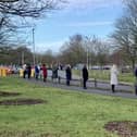 Frontline workers pay their respects to Jenny Stone, who worked at Chesterfield Royal Hospital for 30 years and who died after contracting Covid-19.