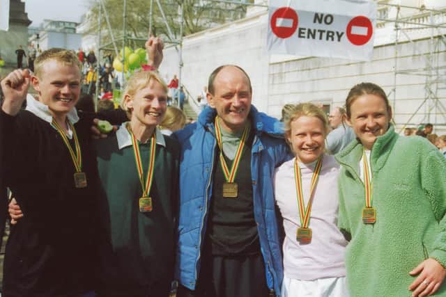 Angela Bent ran the London Marathon with all her family one year.
