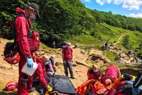 Members of Buxton Mountain Rescue swiftly arrived on the scene to assist the casualty.