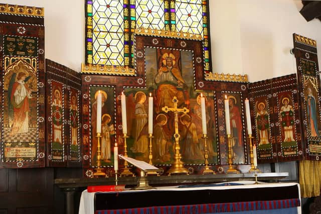 120 years old on Christmas Eve, the stunning Triptych above the altar in St Annes Church