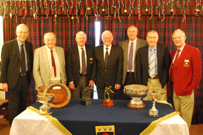 Chapel Golf Club senior trophy presentation winners: J Simpson, K Bromley, J Dranfield, T OConnor, K Lomas R Beeby and Club Captain M Wood,  Over 40 members attended the Seniors Christmas Dinner and AGM culminating with the presentation of the trophies by the Club Captain.