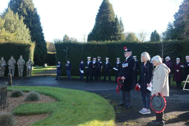 Sea cadets, army cadets and air training corp along with members of the public were all in attendance at Buxton's first remembrance service at the war graves. Photo Bob Nicol