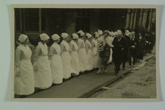 HRH Princess Mary meeting the nurses at the Devonshire Royal Hospital. Photo DCC Buxton Museum