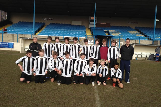 Buxton JFC Sharks U14s line up for a team pic at the Silverlands.