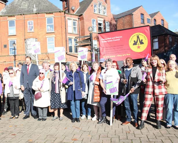 Derbyshire Unison Rally Campaigners In Chesterfield Opposed To Derbyshire County Council'S Proposed Adult Social Care Saving Plans, Courtesy Of Unison East Midlands Mike Wain