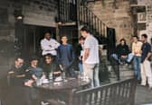 Liam Gallagher outside The Castle Pub, in Bakewell in the 90s.