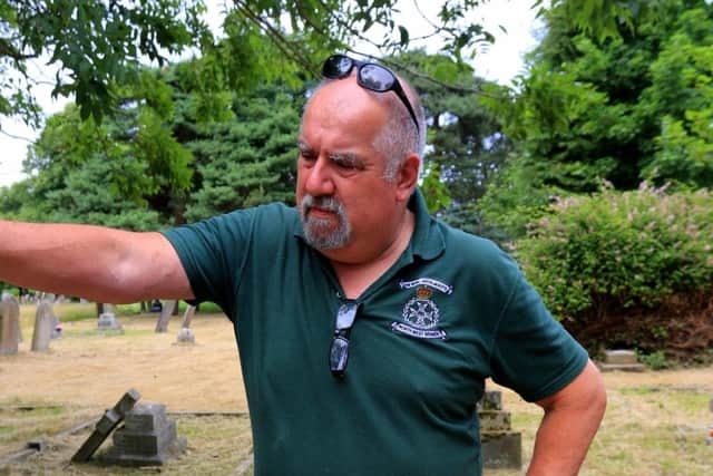 Steve Davies the Military Grave Restorer, has worked on the Chapel-en-le-Frith war memorila in the town, doing the work at a fraction of the cost than was quoted by other companies. Photo Steve Davies