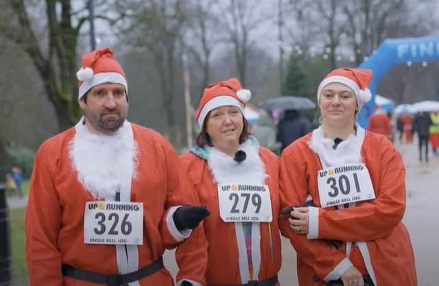 David Cook, Julie Goodwin and Pip Gregory at the Pavilion Gardens Jingle Jog. Photo Blythe House