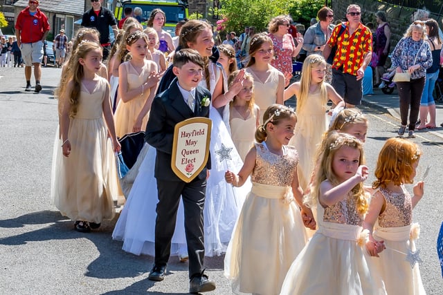 The youngsters on parade for the 2022 Hayfield May Queen. Picture Anthony McKeown
