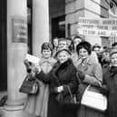 Wives of striking Derbyshire miners hand in a letter to the Coal Board in Hobart Place on 18th January 1972. With them is MP for Bolsover, Dennis Skinner (centre).