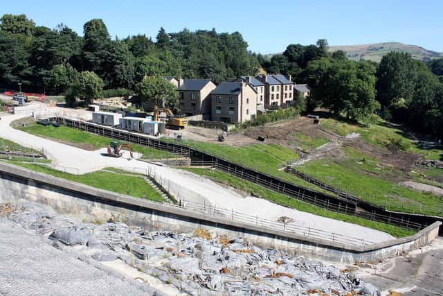 A view of the new spillway route at Toddbrook reservoir