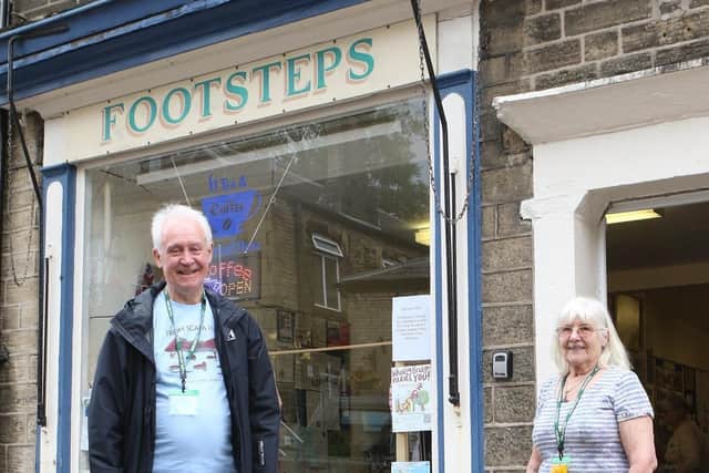 Whaley Bridge Footsteps, Martin Thomas with shop manager Anne Leyland