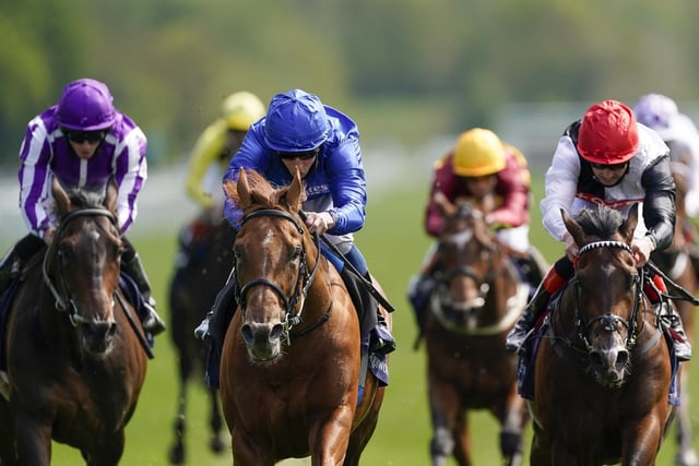 Hurricane Lane (pictured centre), owned by Godolphin and trained by Charlie Appleby, was one of the stars of last term, winning the Irish Derby and St Leger and finishing third in both the Derby and the Arc. His return to the track is eagerly awaited in Saturday's Hardwicke Stakes when the drop to Group Two level should be right up his street. (PHOTO BY: Alan Crowhurst/Getty Images)