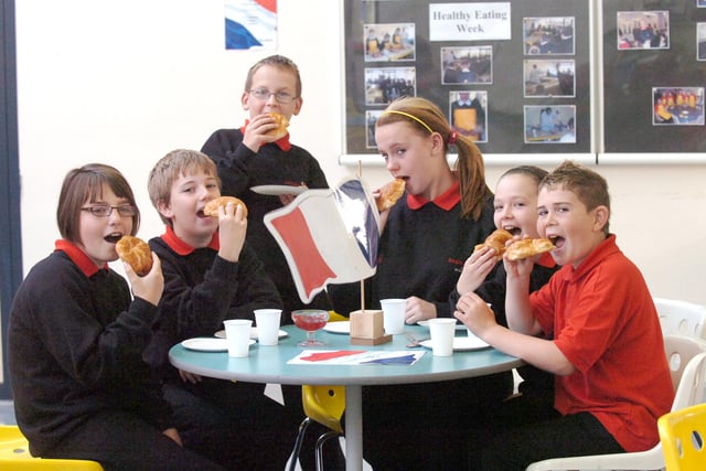 A reminder of Easington Community College in 2008 where pupils were putting their foreign language skills to the test during a French breakfast.